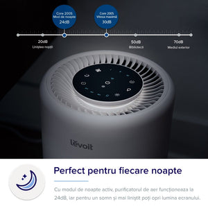 Resigilat! Purificator de Aer Smart Levoit Core 200S Wi-Fi, Filtru 3 in 1 True HEPA, Carbon Activ, Remote Control, Super Silent, Alexa, Google Home, Touch Screen, Alb