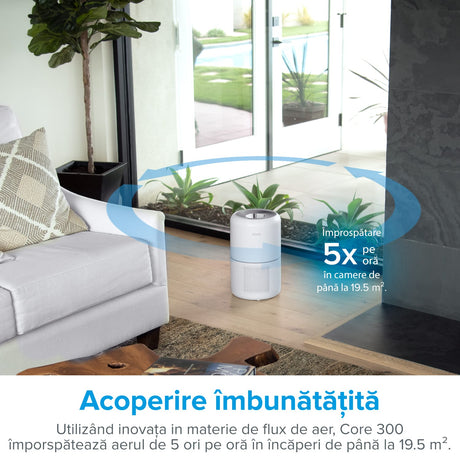 Purificator de Aer LEVOIT Core 300 True HEPA, Carbon Activ, Super Silent, Ozone Free, 3 trepte de viteza, panou comanda Touch Screen