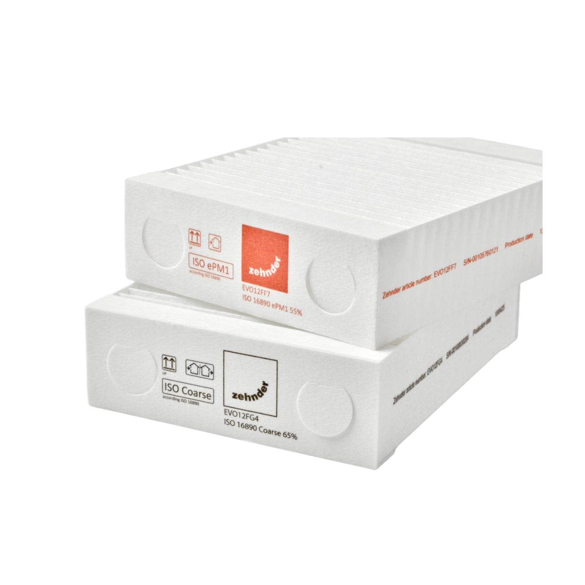 Set filtre de schimb pentru Zehnder EVO 1 / EVO 2, 1 buc ISO Coarse ≥ 70 % (G4) si 1 buc ISO ePM10 ≥ 60 % (F7)