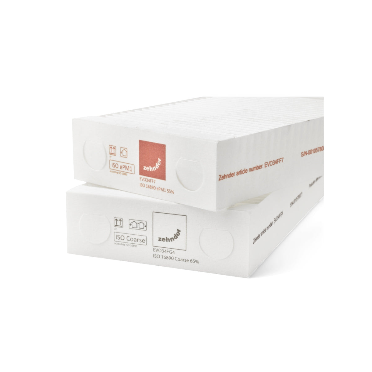 Set filtre de schimb pentru Zehnder EVO 3 / EVO 4, 1 buc ISO Coarse ≥ 70 % (G4) si 1 buc ISO ePM10 ≥ 60 % (F7)