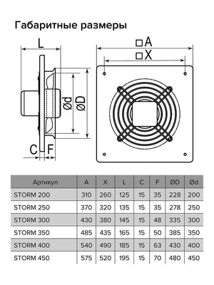 Ventilator axial de tubulatura STORM 300, Debit 2300 mc/h, Carcasa metalica, Diametru Ø300mm