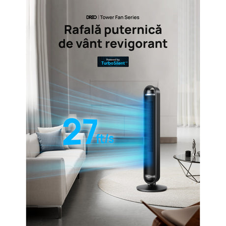 Ventilator Turn Smart DREO Cruiser DR-HTF011S, 9 viteze, 4 functii,106cm, HyperSilent 25dB ,oscilatie 90°, negru