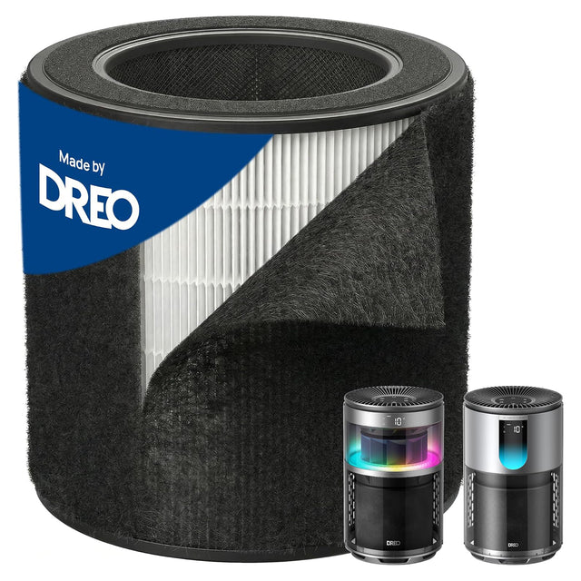 Pre Pet Filtru Purificator de aer Dreo DR-HPA045 pentru purificator DR-HAP010AS, FiberCatch, True HEPA, Carbon activ, Negru
