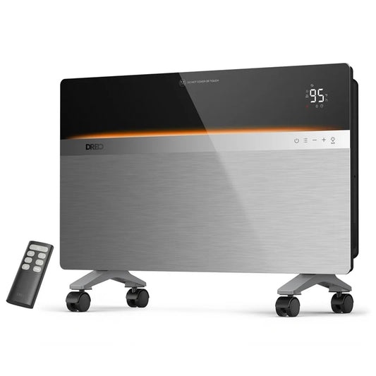 Resigilat! Aerotermă cu convecție DREO 711S Smart, 1500W, Mod ECO, Incălzire silențioasă HyperSilent™ 0 dB, 3 Trepte, Control temperatură 5–35°C, ECO, Timer 24h, Protecție Shield360° cu 8 niveluri de siguranță, IP24, Telecomanda, Temporizator 12h, Arginti