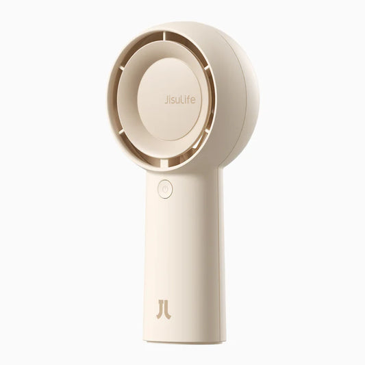 Ventilator portabil de mână JISULIFE, Life5 Plus, autonomie 3-15h, baterie 4000mAh, 5 viteze, încărcare rapidă, Bej