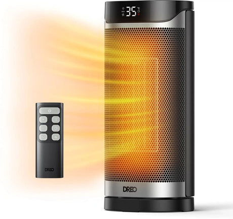 Aeroterma Dreo Solaris 619, 2000W, Heater Ceramica, Oscilație orizontala 70°, Timer 12h, Display LED, 3 Trepte Incălzire, Mod ECO, Termostat, Silentios, Telecomanda, Negru&Argintiu