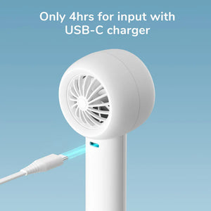 Ventilator portabil de mână JISULIFE, Life5, autonomie 4-18h, baterie 4500mAh, 5 viteze, încărcare rapidă, alb