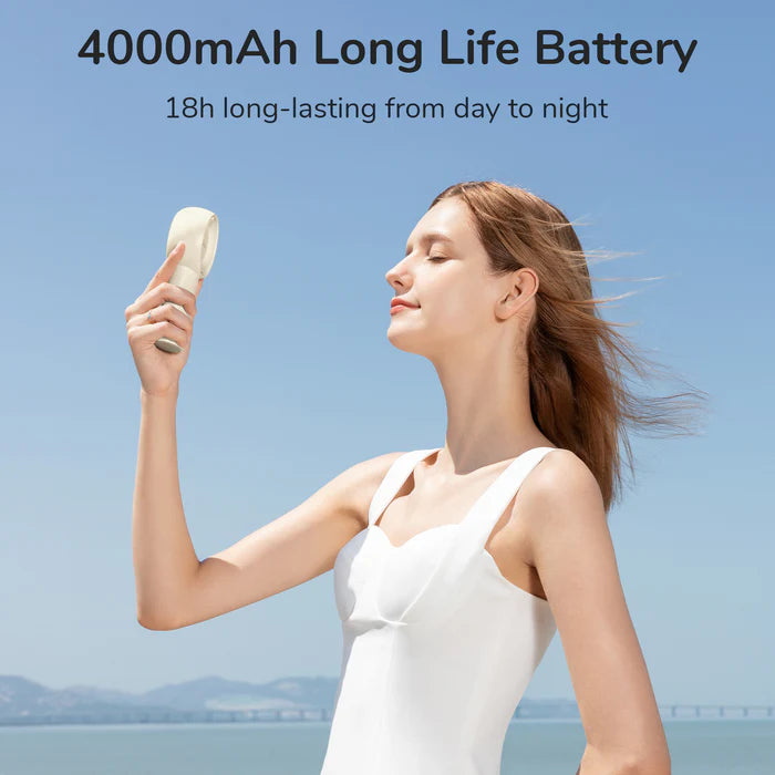 Ventilator portabil de mână JISULIFE, Life5 Plus, autonomie 3-15h, baterie 4000mAh, 5 viteze, încărcare rapidă, Verde mentă