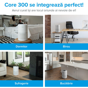 Purificator de Aer LEVOIT Core 300 True HEPA, Carbon Activ, Super Silent, Ozone Free, 3 trepte de viteza, panou comanda Touch Screen