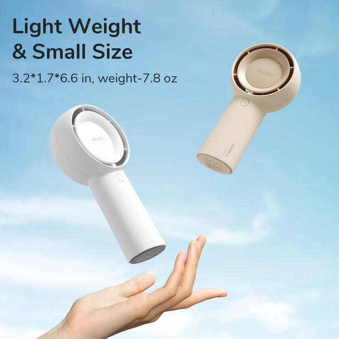 Ventilator portabil de mână JISULIFE, Life5 Plus, autonomie 3-15h, baterie 4000mAh, 5 viteze, încărcare rapidă, Bej