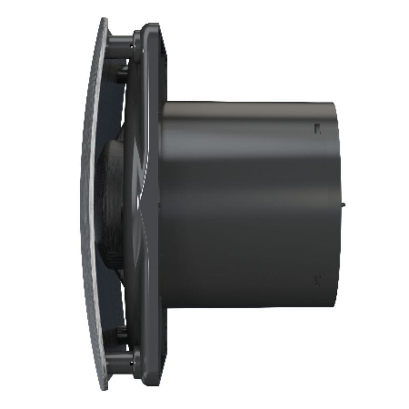 Ventilator de baie Rio 4C Matt Black Debit 100 m3/h, Diametru Ø100, Clapeta antiretur, Chrome