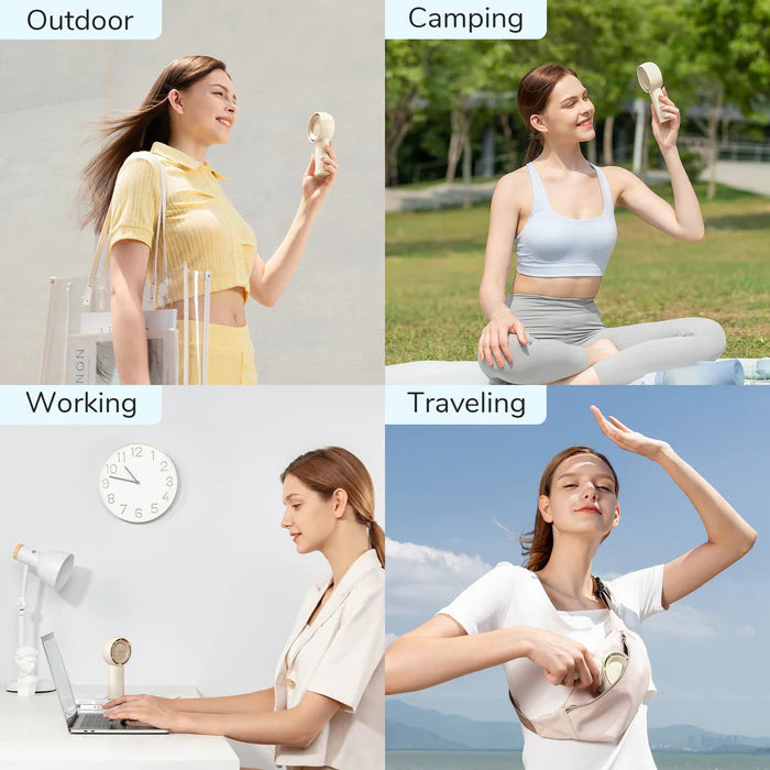 Ventilator portabil de mână JISULIFE, Life5, autonomie 4-18h, baterie 4500mAh, 5 viteze, încărcare rapidă, alb