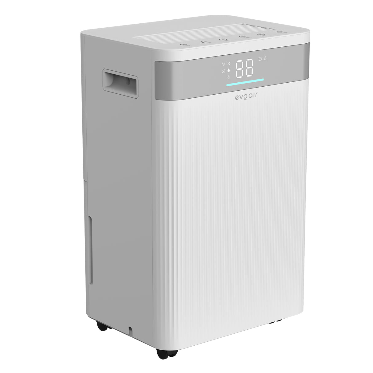 Dezumidificator Evoair ComfoDry20, 20l/24h, Silentios, Senzor de Umiditate, Uscare Rufe, Mod Noapte, Lumină Ambientală, Drenaj Continuu, Rezervor 4l, Alb