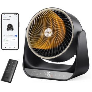 Aerotermă circulară Dreo 714S Smart, 2000W, Heater Ceramică, Termostat, Eco Mode, Funcție Ventilator, Oscilație 90°, Telecomandă, Negru
