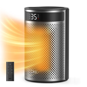 Aeroterma Dreo Atom 416, 1500W, Heater Ceramica, Termostat, Timer 12h, Display LED, Eco Mode, Silentios, Mod Eco, Telecomanda, Negru&Argintiu