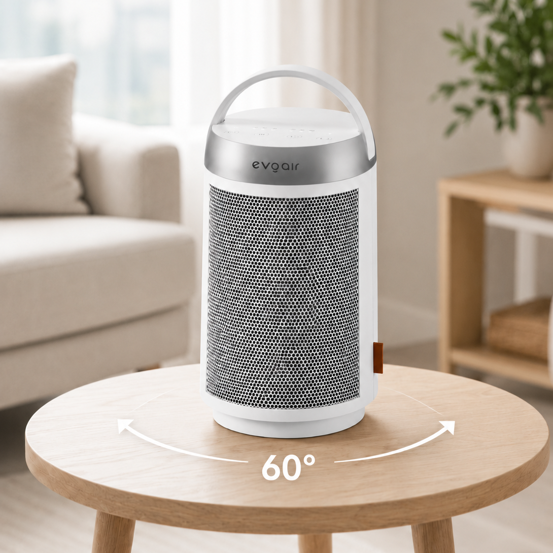 Resigilat! Aerotermă ceramică Evoair Warmix 1500, Wi-Fi, Control Aplicație SmartLife, Încălzire Ceramică PTC, Termostat 3 trepte, Oscilație 60°, Protecție Răsturnare, Răcire Automată (60s), Ecran Tactil, Alb