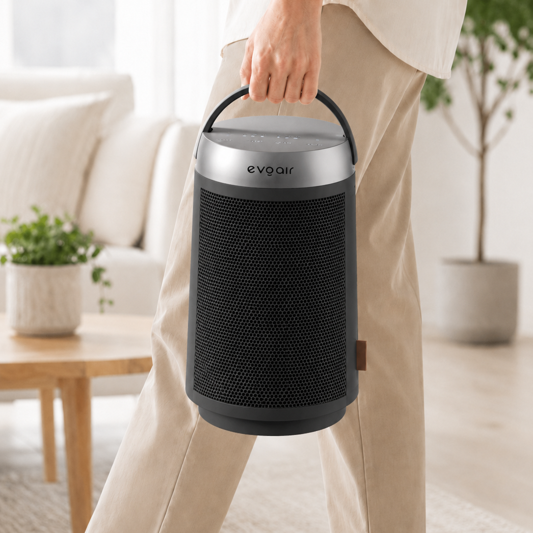Resigilat! Aerotermă ceramică evoair Warmix 1500, Wi-Fi, Control Aplicație SmartLife, Încălzire Ceramică PTC, Termostat 3 trepte, Oscilație 60°, Protecție Răsturnare, Răcire Automată (60s), Ecran Tactil, Negru