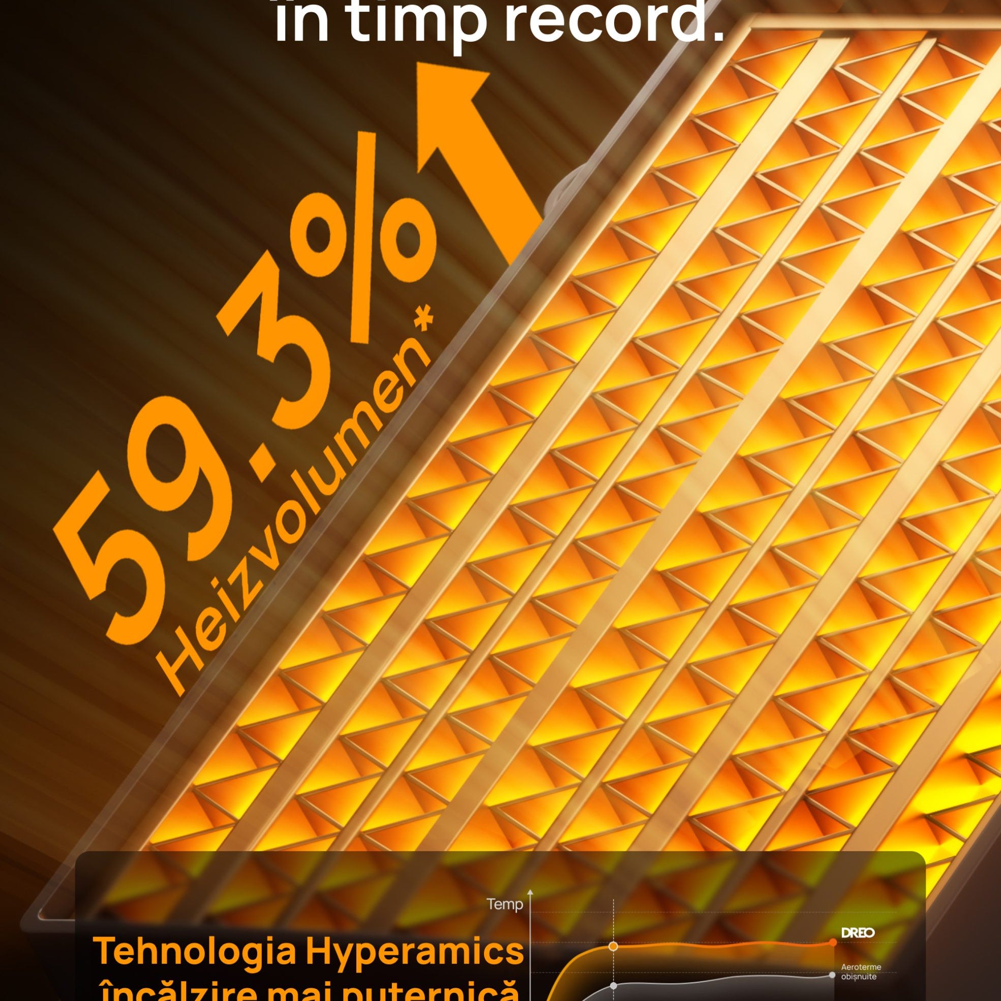 Aeroterma Dreo Atom 318, 1500W, Heater Ceramica, Termostat, Eco Mode, Funcție Ventilator, Oscilatie 70°, Timer 12h, Silentios, Display LED, Telecomanda, Negru&Argintiu