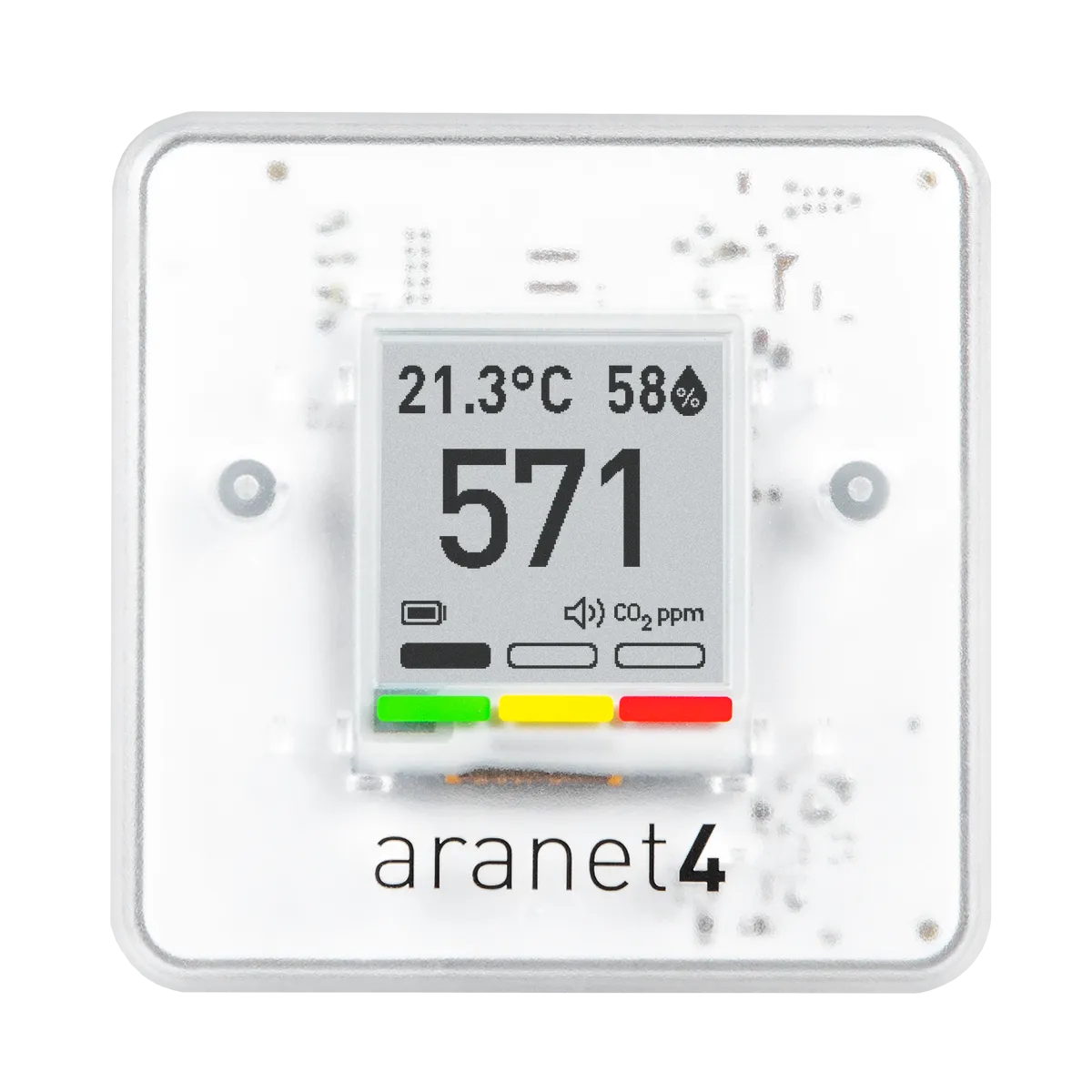 Monitor Aranet4 HOME, Wireless, Senzor CO₂ tip NDIR, Temperatură, Umiditate relativă, Presiune atmosferică, , Ecran E-Ink, Portabil, Alb