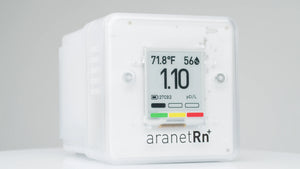 Detector digital de radon pentru locuință Aranet, monitorizare a temperaturii, umidității și presiunii atmosferice, ecran E-Ink, portabil, Free App, Alb