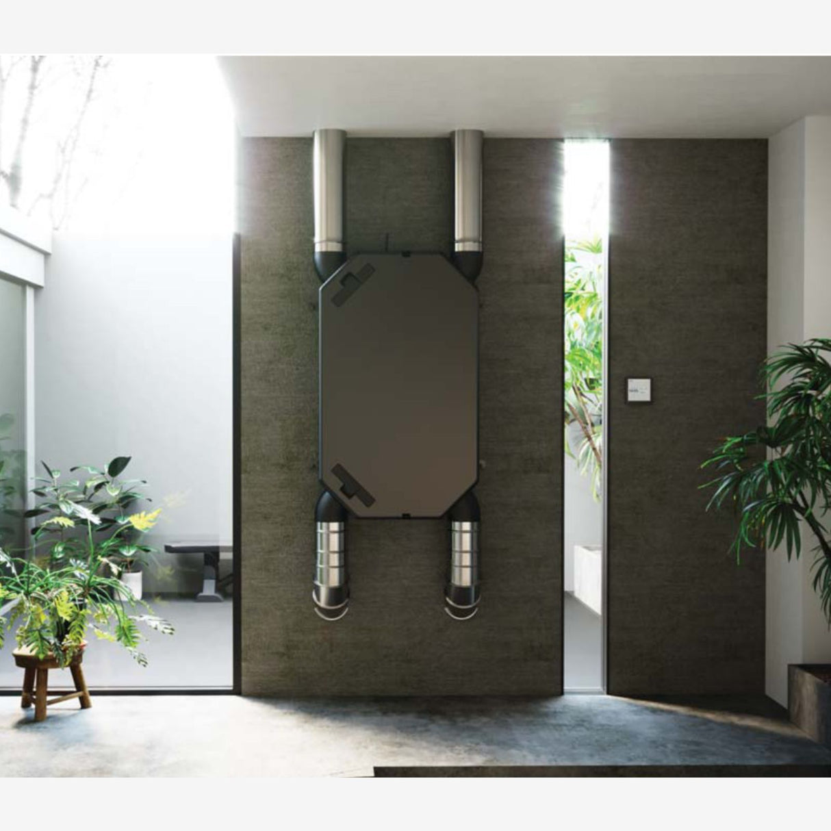 Centrala de Ventilatie cu recuperare de caldura BSK NOTUS SLIM cu montaj tavan/perete, Debit de aer 400 m3/h, Conexiune WiFi integrata (controller optional), Design Slim (23cm)