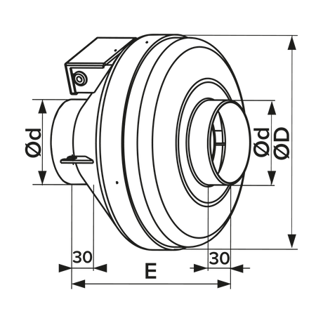 Ventilator centrifugal de tubulatura CYCLONE-100, Debit 265mc/h, Diametru Ø100mm