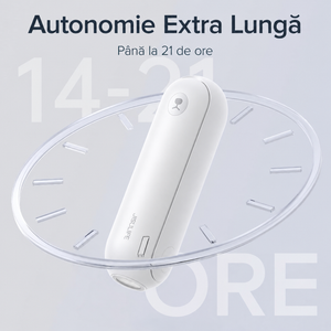 Ventilator portabil de mână JISULIFE, Life8, autonomie 12-21h, baterie 2000mAh, funcție Power Bank, lanternă LED, design pliabil, 2 viteze, încărcare rapidă, Alb