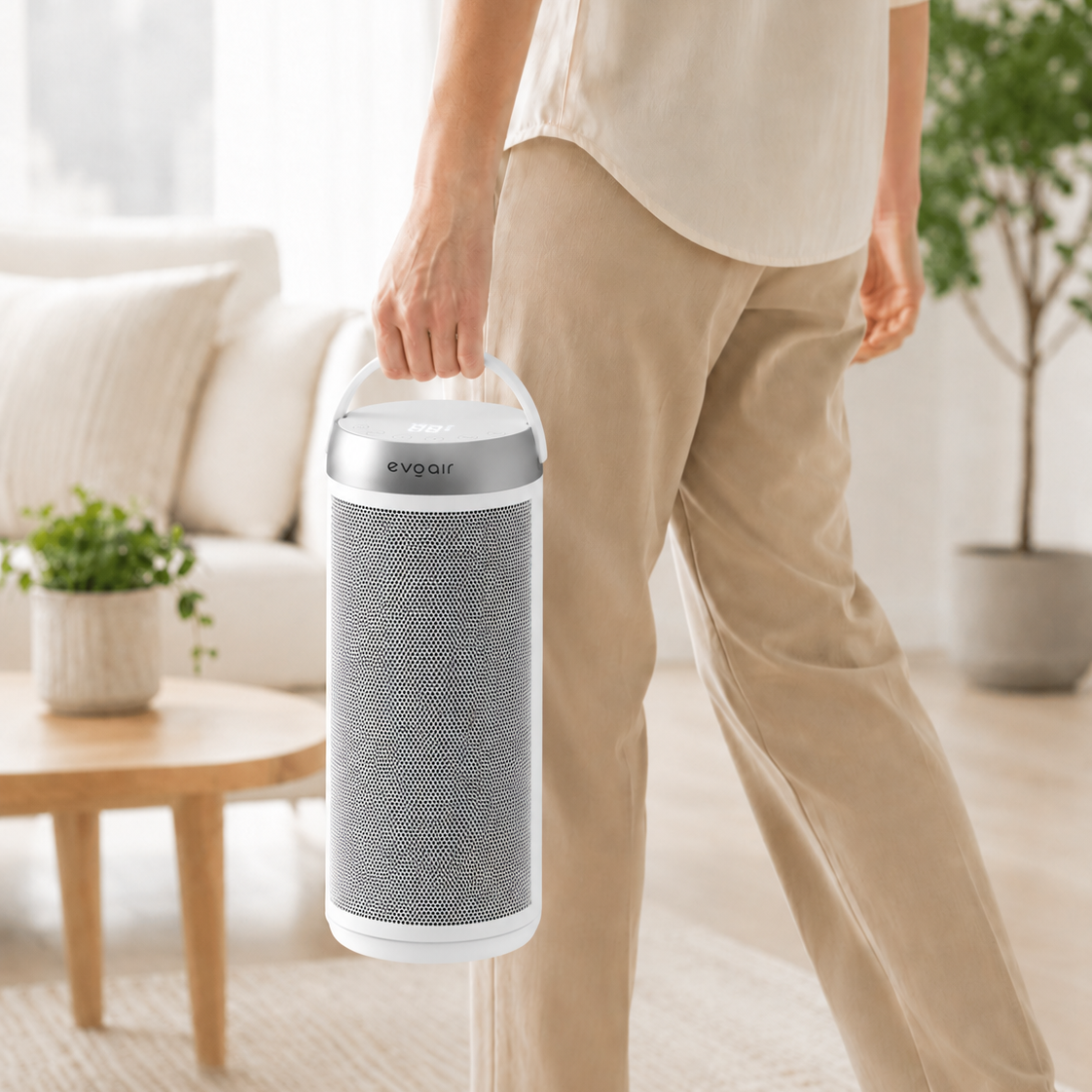 Aerotermă ceramică evoair Warmix 2000 Smart White, Wi-Fi, Control Aplicație SmartLife, Încălzire Ceramică PTC, Mod ECO, Termostat Reglabil, Oscilație Automată, Timer 8h, Child Lock, Memorie Setări, Ecran Tactil, Alb