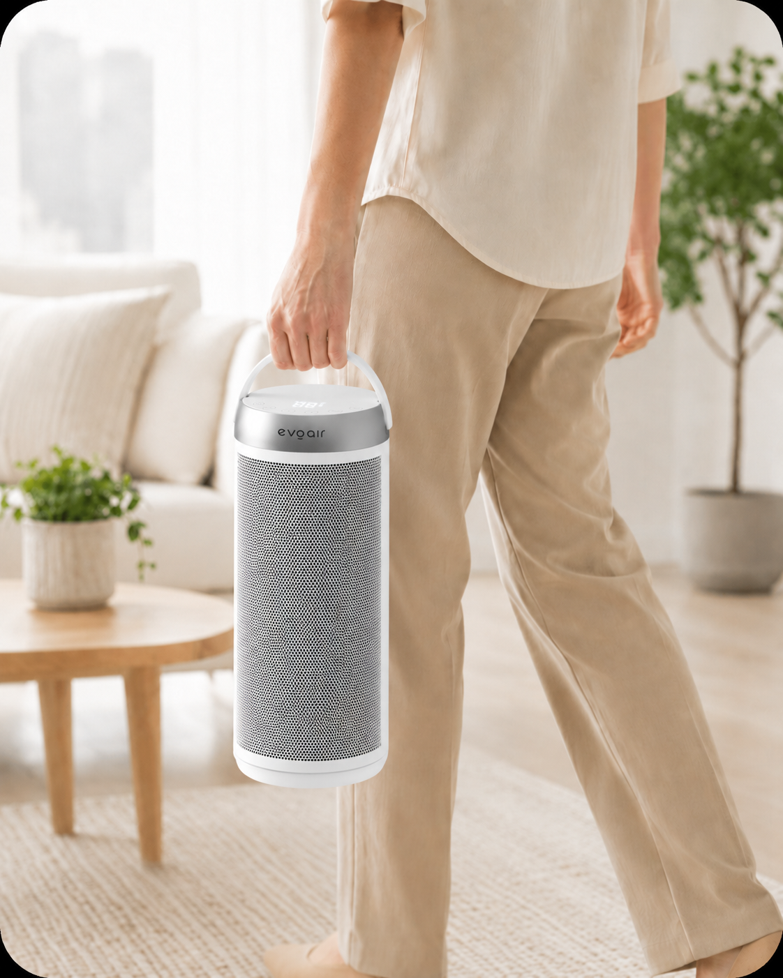 Aerotermă ceramică evoair Warmix 2000 Smart White, Wi-Fi, Control Aplicație SmartLife, Încălzire Ceramică PTC, Mod ECO, Termostat Reglabil, Oscilație Automată, Timer 8h, Child Lock, Memorie Setări, Ecran Tactil, Alb