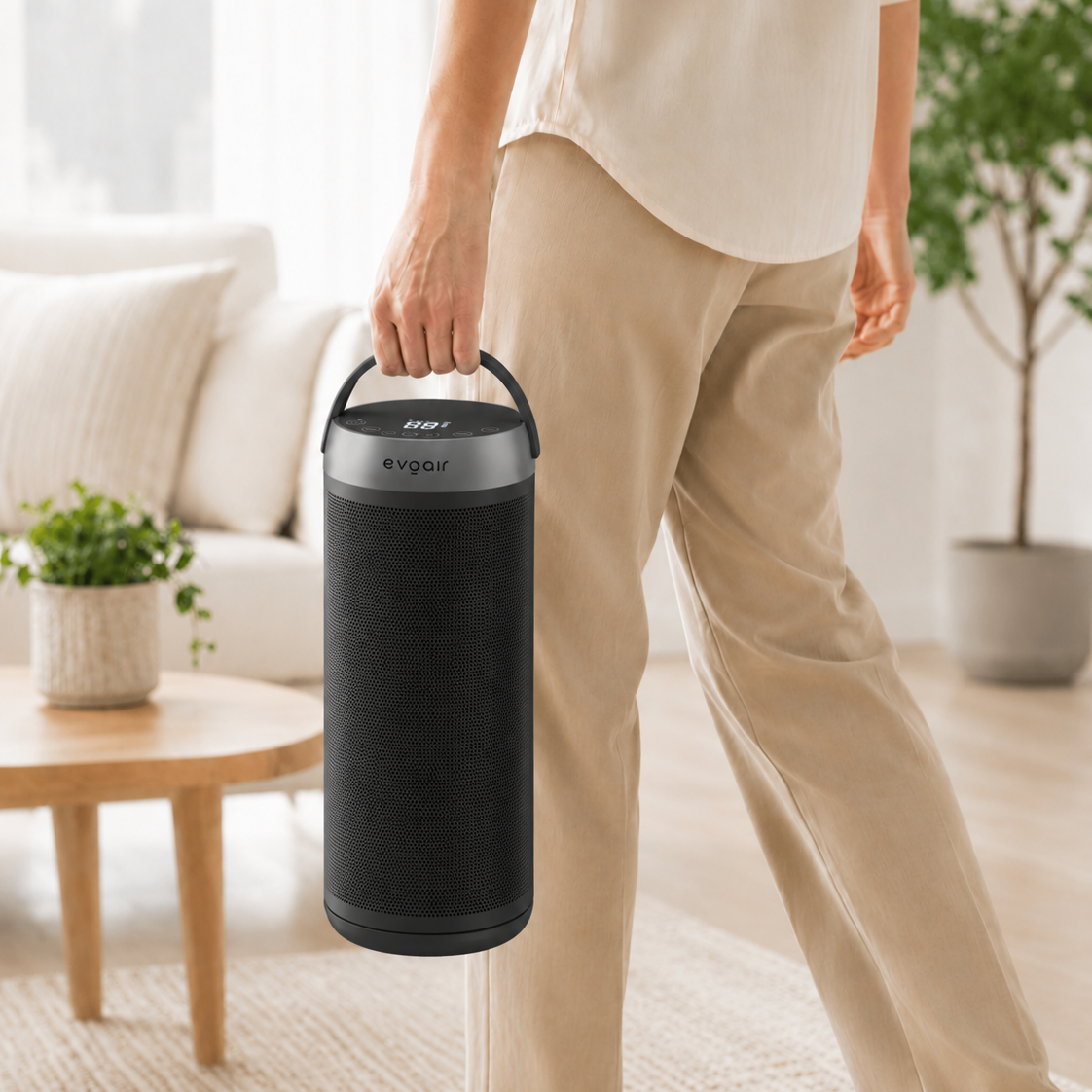 Aerotermă ceramică evoair Warmix 2000 Smart Black, Wi-Fi, Control Aplicație SmartLife, Încălzire Ceramică PTC, Mod ECO, Termostat Reglabil, Oscilație Automată, Timer 8h, Child Lock, Memorie Setări, Ecran Tactil, Negru