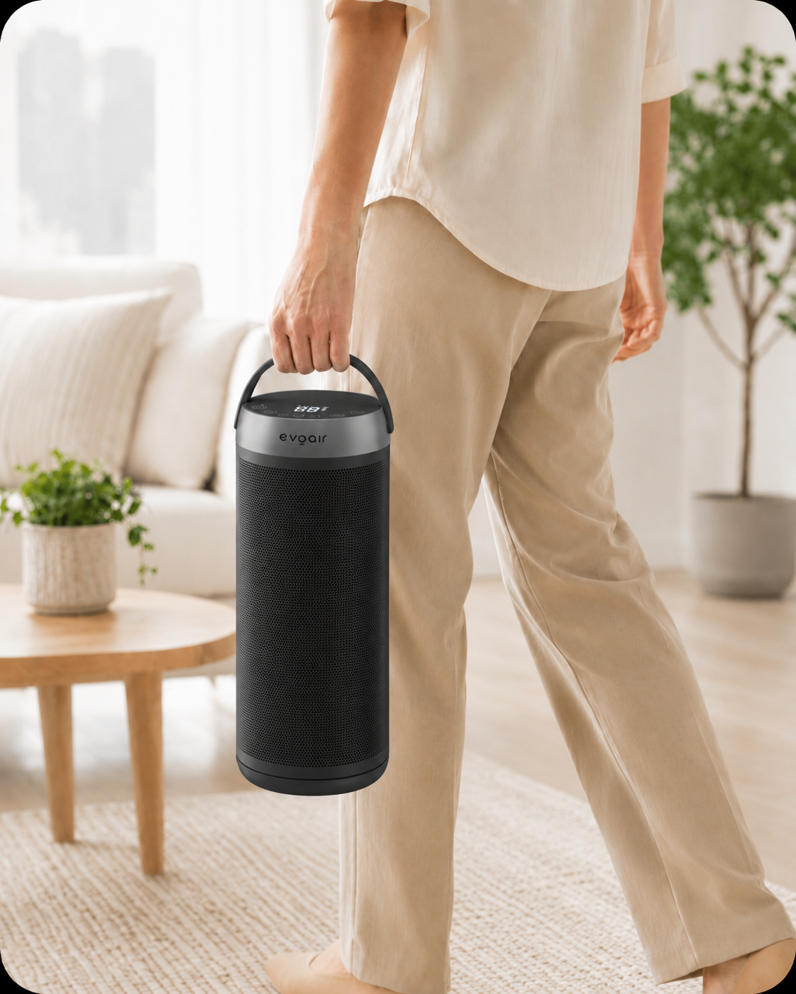 Aerotermă ceramică evoair Warmix 2000 Smart Black, Wi-Fi, Control Aplicație SmartLife, Încălzire Ceramică PTC, Mod ECO, Termostat Reglabil, Oscilație Automată, Timer 8h, Child Lock, Memorie Setări, Ecran Tactil, Negru