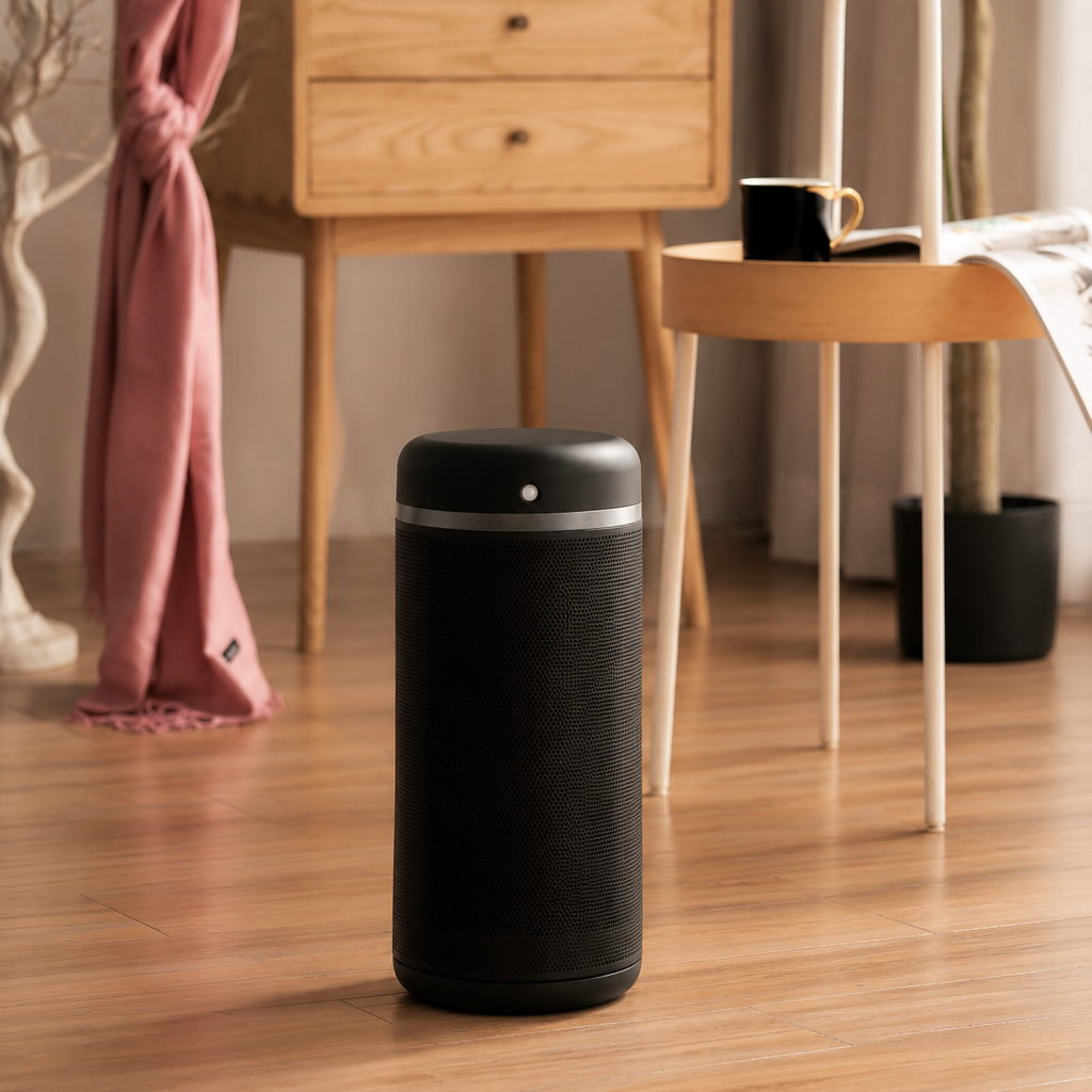 Aerotermă ceramică evoair Warmix 2200 Smart Black, Wi-Fi, Control Aplicație SmartLife, Încălzire Ceramică PTC, Senzor Smart Motion, Telecomandă, Oscilație Automată, Timer 8h, Protecție Răsturnare, Ecran Tactil, Negru.