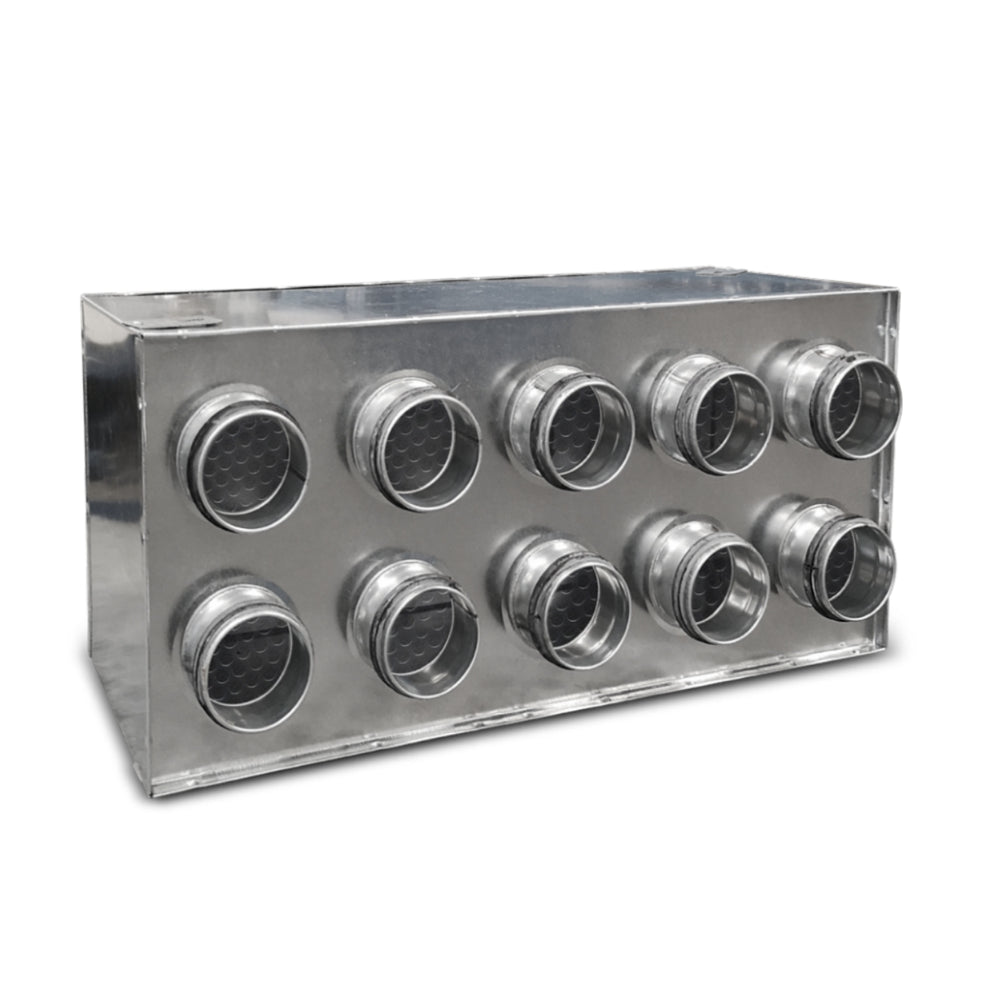Cutie de distribuție orizontală cu garnitură ALNOR | pentru tub flexibil FLX D-75 | racord NSL-200 | 2x9