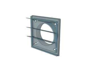 Grila ventilatie patrata cu lamele gravitationale, Diametru Ø160mm, exterior 210x210, ASA plastic