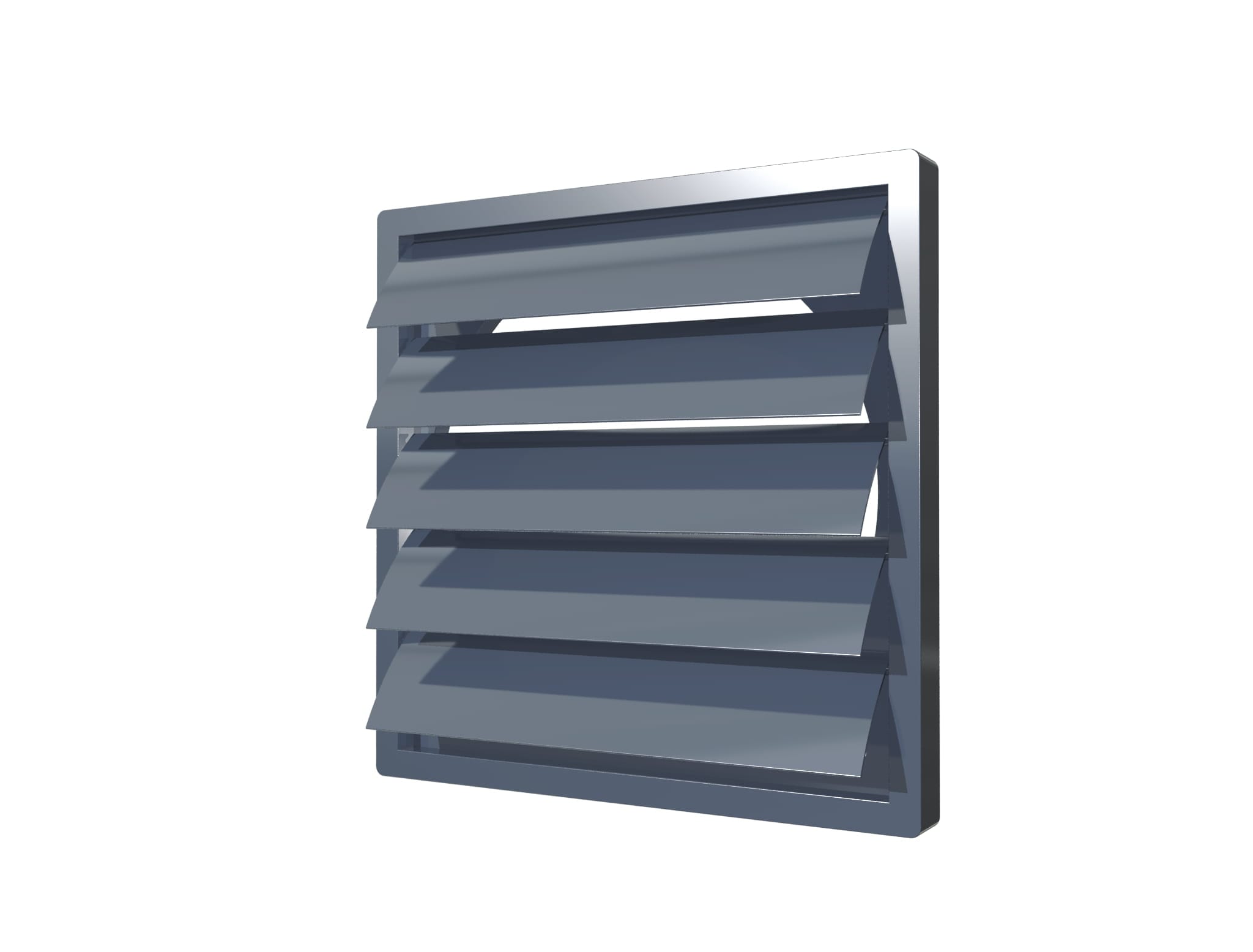 Grila ventilatie Ø100mm patrata cu lamele gravitationale, exterior 150x150, ASA plastic Grey