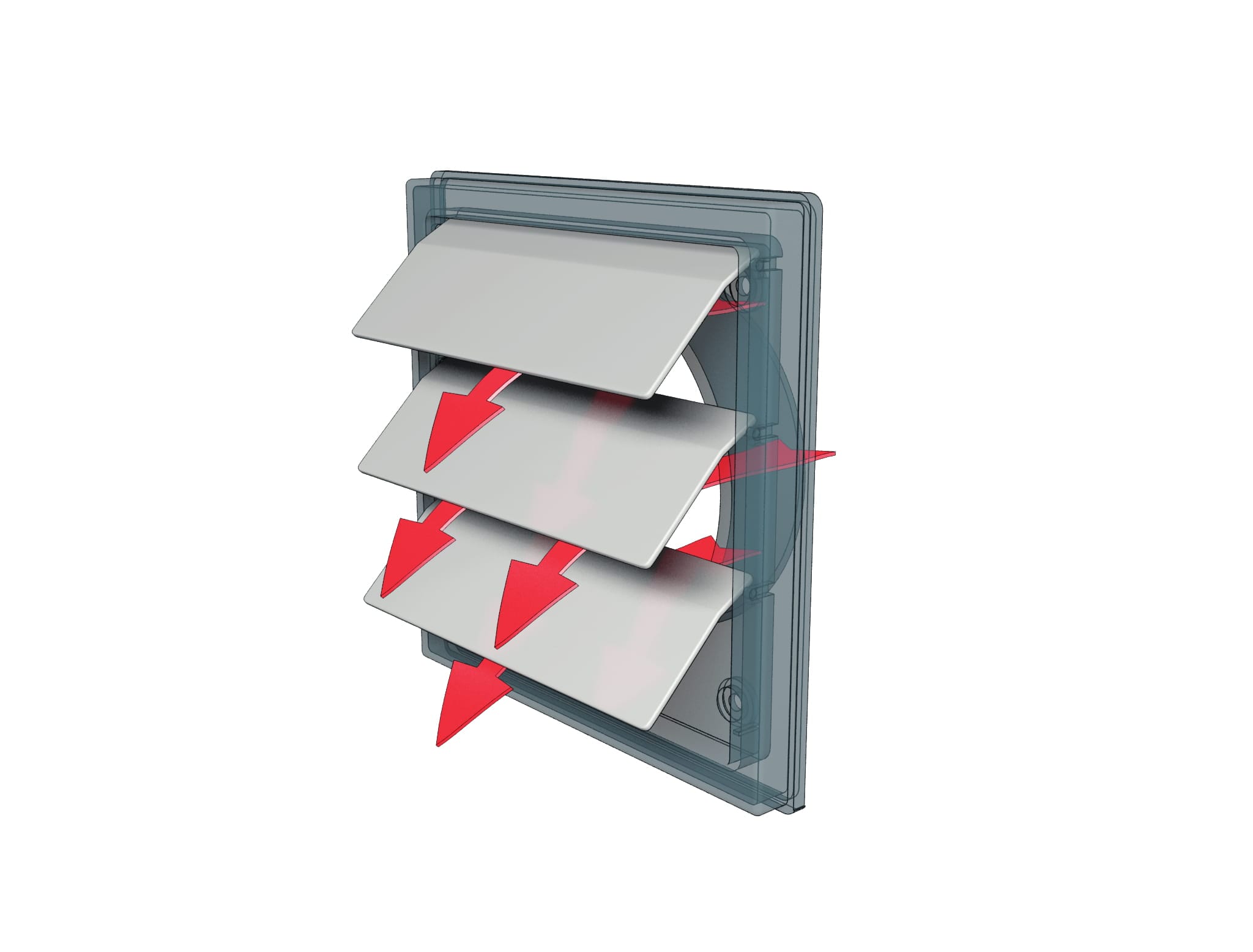 Grila ventilatie Ø150-160mm patrata cu lamele gravitationale, exterior 190х190, ASA plastic Alb