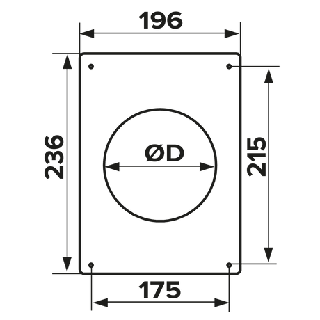 Masca perete metalica cu flansa Ø155, exterior 196х236, Metal