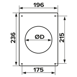 Masca perete metalica cu flansa Ø100, exterior 197х238, Metal