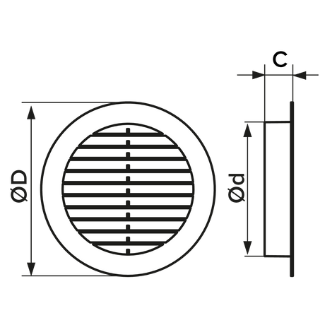 Grila ventilatie rotunda Ø100mm, exterior Ø130mm, ASA plastic Terracotta