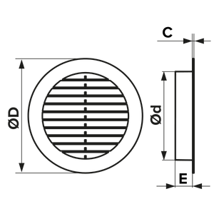 Grila ventilatie rotunda Diametru Ø100mm, cu plasa antitantari ASA plastic Alb