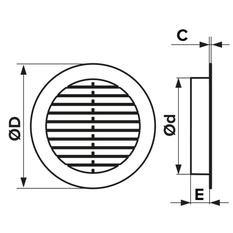 Grila ventilatie rotunda Diametru Ø100mm, cu plasa antitantari ASA plastic Alb