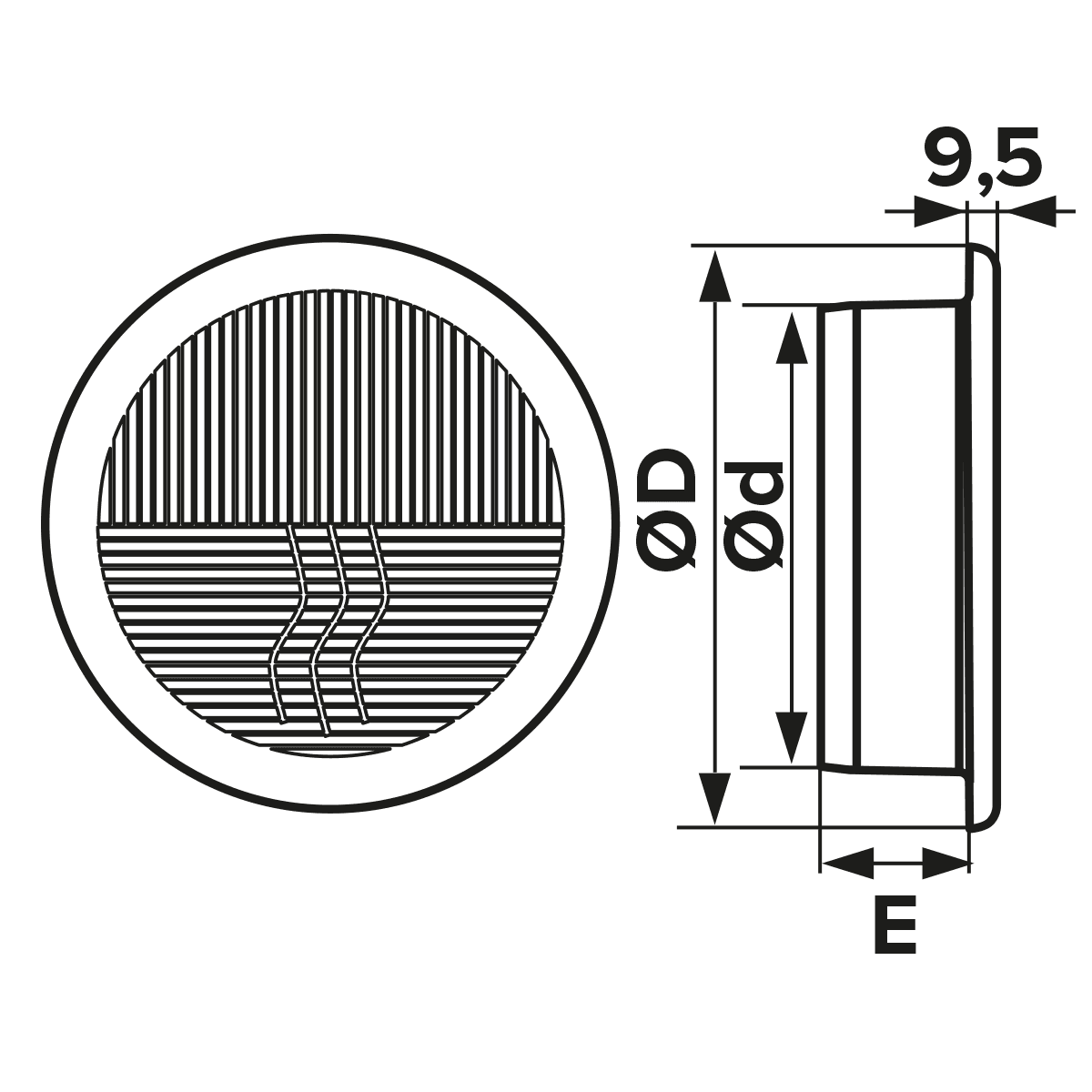 Grila ventilatie rotunda design Ø125mm, exterior Ø165mm, plastic Alb