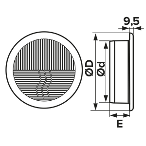Grila ventilatie rotunda design Ø100mm, exterior Ø143mm, plastic Alb