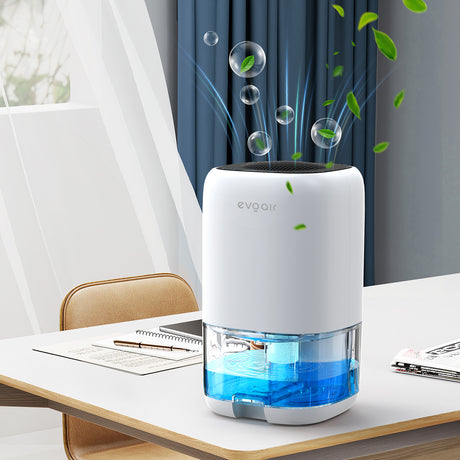 Resigilat! Dezumidificator aer Evoair HUMIX300, 300ml/24h, Silentios, Lumina Ambientală în 7 culori, Rezervor 1l, Alb