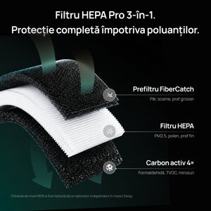 Purificator aer Dreo 530AS Smart, Wifi, 221 m³/h, Filtru 3 in 1 True HEPA, DREO HyperSilent™, 4 trepte de viteză, Mod Turbo, Mod Auto, Mod de noapte, Senzor calitate aer, Lumină ambientală, Până la 90 m², Negru