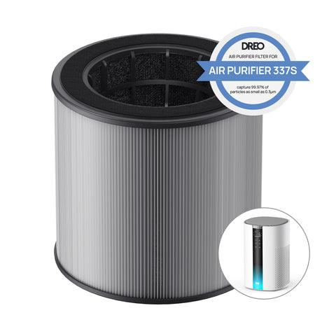 Resigilat! Filtru purificator de aer Dreo DR-HPA038 pentru purificator DR-HAP007S, 3-în-1, Pre filtru FiberCatch, True HEPA, Carbon activ, Alb