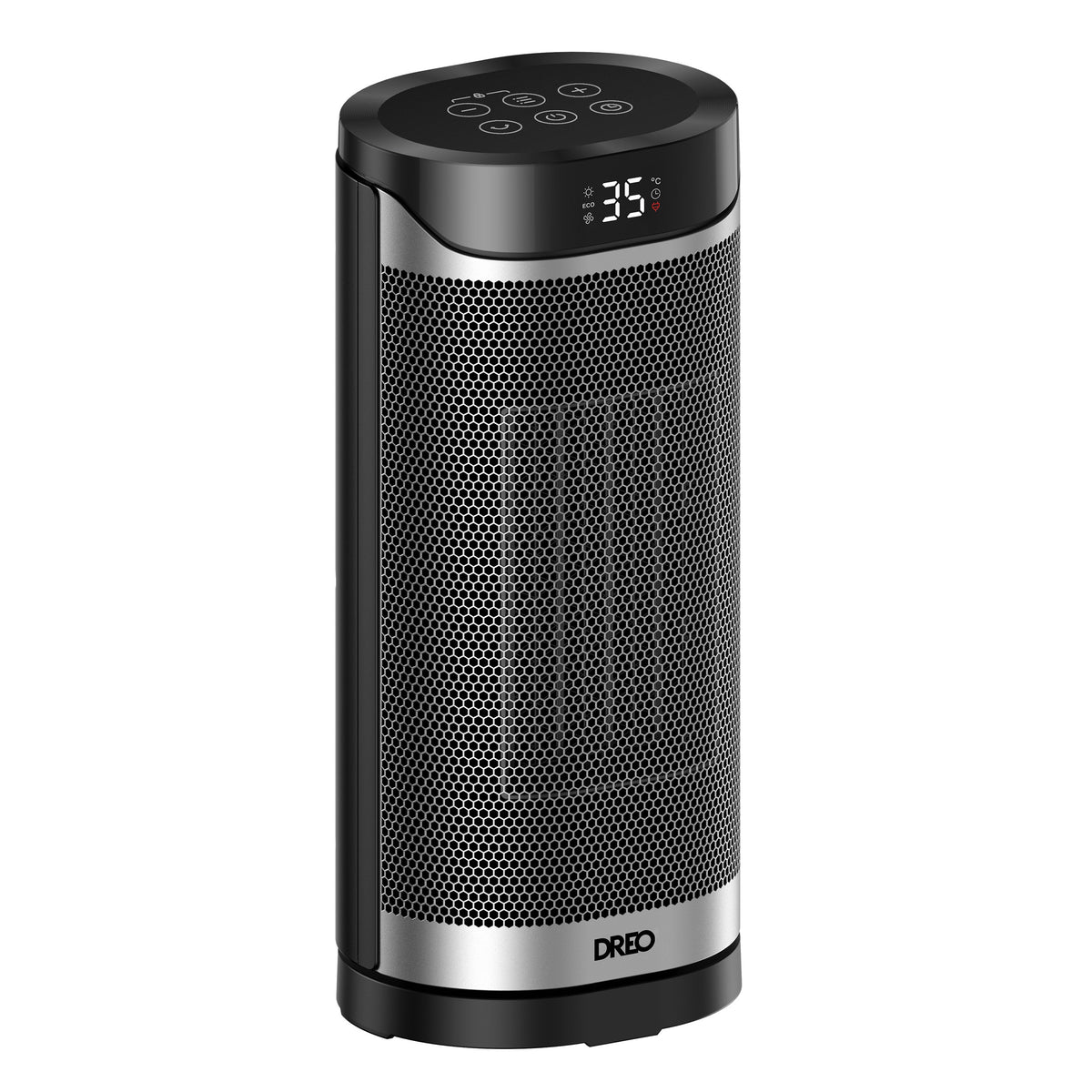 Resigilat! Aeroterma Dreo Solaris 619, 2000W, Heater Ceramica, Oscilație orizontala 70°, Timer 12h, Display LED, 3 Trepte Incălzire, Mod ECO, Termostat, Silentios, Telecomanda, Negru&Argintiu