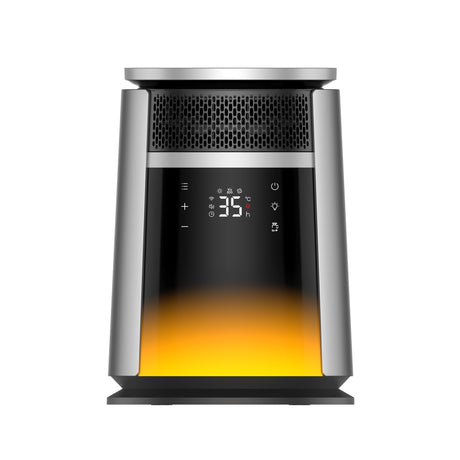 Aeroterma Dreo 720S, 2000W, Heater Ceramica, Timer 12h, Display LED, Iluminare RGB 5 culori, 3 Trepte Incălzire, 3 Trepte Ventilare, Mod ECO, Termostat, Silentios, Telecomanda, Negru&Argintiu