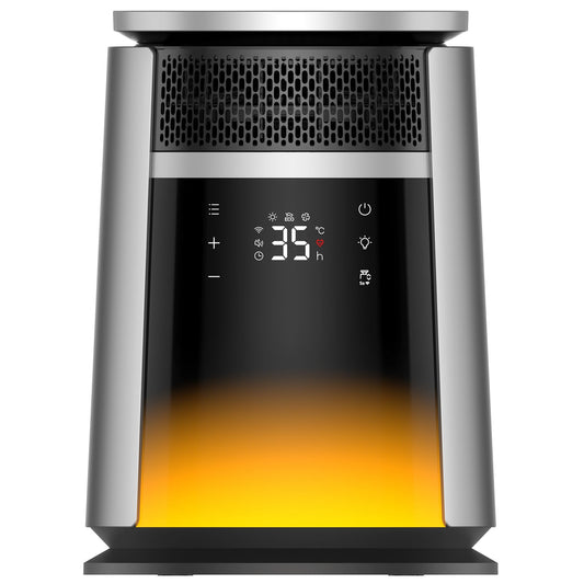 Aeroterma Dreo 720S, 2000W, Heater Ceramica, Timer 12h, Display LED, Iluminare RGB 5 culori, 3 Trepte Incălzire, 3 Trepte Ventilare, Mod ECO, Termostat, Silentios, Telecomanda, Negru&Argintiu