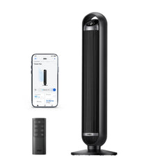 Ventilator Turn Smart Dreo DR-HTF013S, Telecomandă, 8 Viteze, 4 Moduri Funcționare, Oscilație Automată 90°, Timer 8H, Control WiFi, Motor DC Silențios, Negru